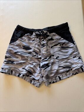 Men's Gray Camo Swim Trunks with Drawstring